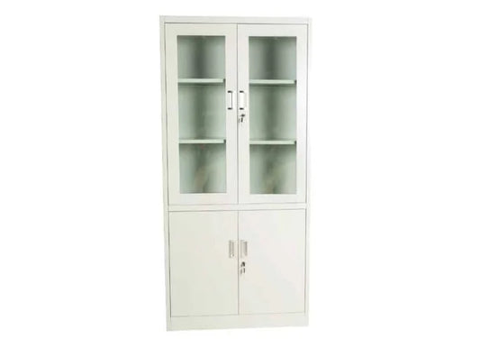 Metal Filing Cabinet with Glass Doors and Safe Box