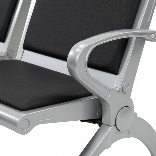 Padded 3-seater waiting room bench - detail view