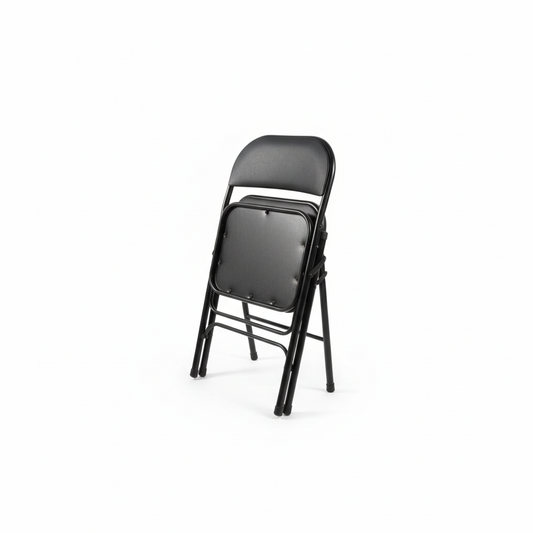 Black folding chair - folded compact view