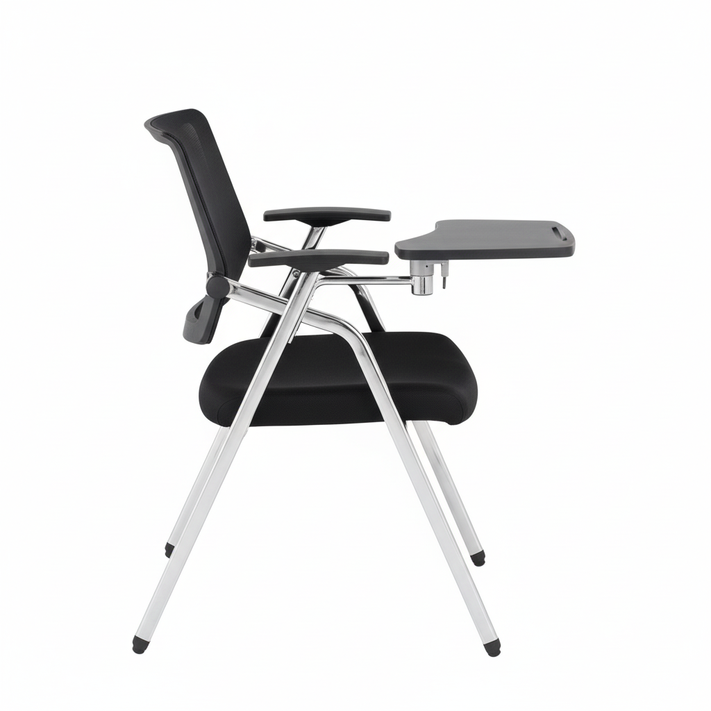 Mesh training chair with tablet arm - side view