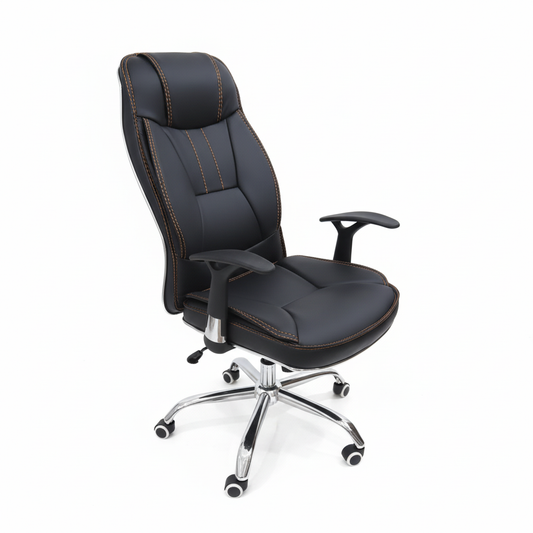 Executive office chair with contrast stitching - side view