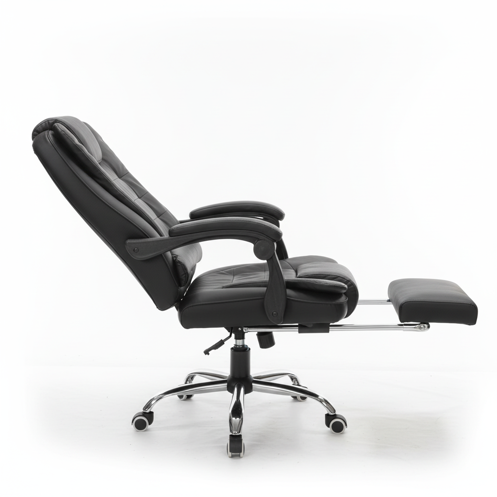 Executive recliner chair with leg rest - side view