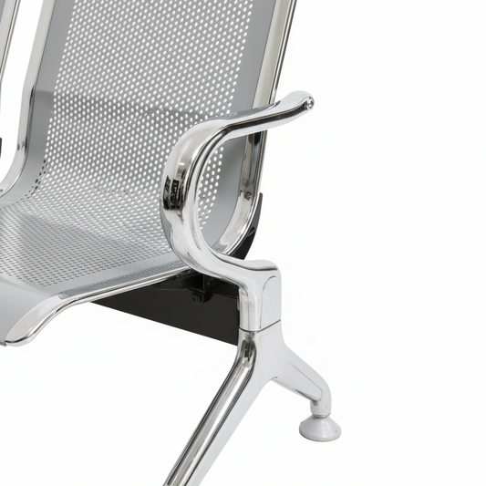 Metal waiting room bench 3-seater - detail view