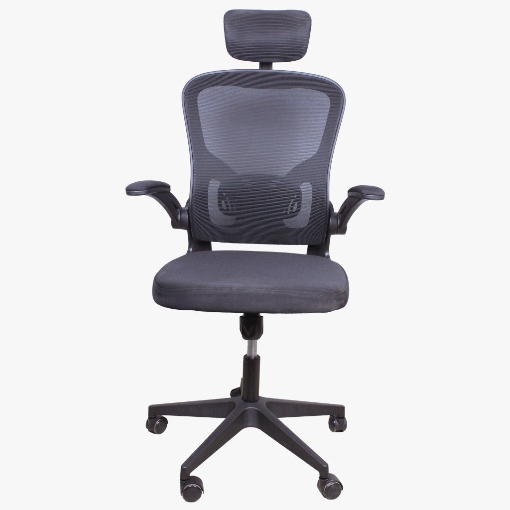 Ergonomic Mesh Office Chair with Headrest - Grey