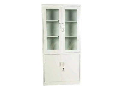 Metal Filing Cabinet with Glass Doors - 2-Door White