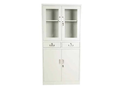 Metal Filing Cabinet with Glass Doors and Safe Box