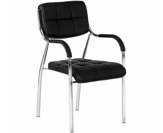 Visitor Chair - Quilted Black with Chrome Frame