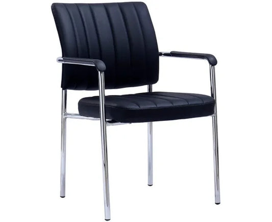 Visitor Chair - Black with Chrome Frame