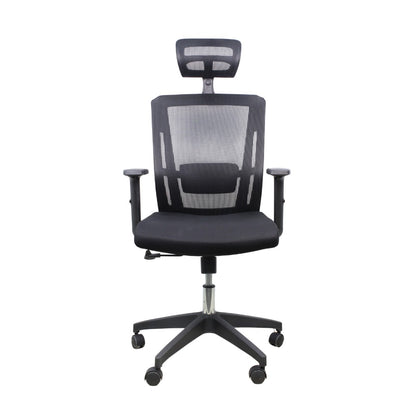 Ergonomic Mesh Office Chair with Adjustable Headrest - Black