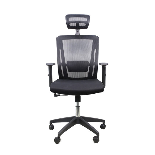 Ergonomic Mesh Office Chair with Adjustable Headrest - Black