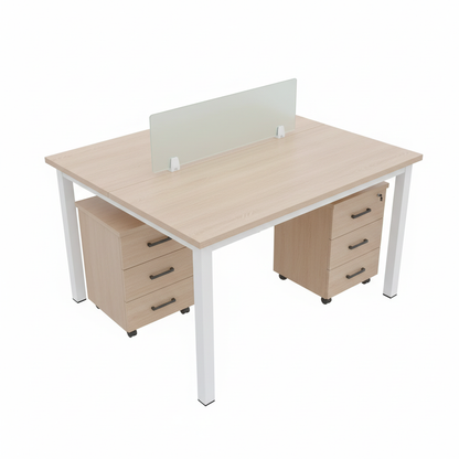 2-way office workstation with privacy screen - top view