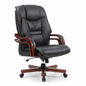 Executive recliner chair with wood accents - front three-quarter view