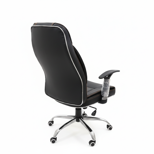 Executive office chair with contrast stitching - back angle view