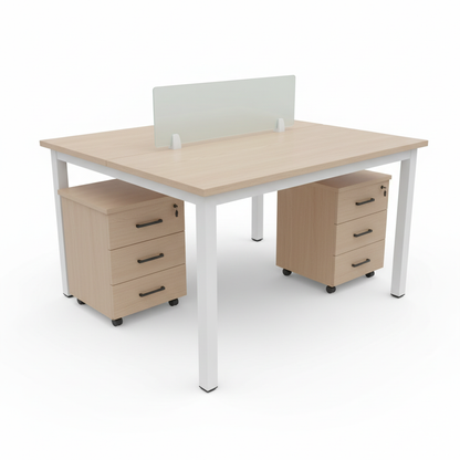 2-way office workstation with privacy screen - side view