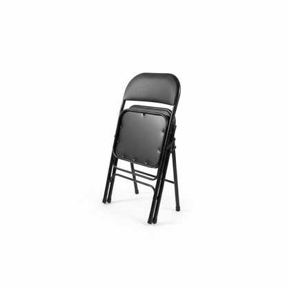 Black folding chair - folded compact view