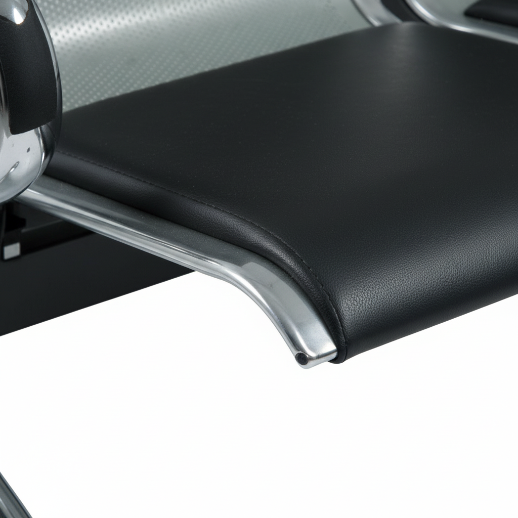 Padded 3-seater waiting room bench - detail view