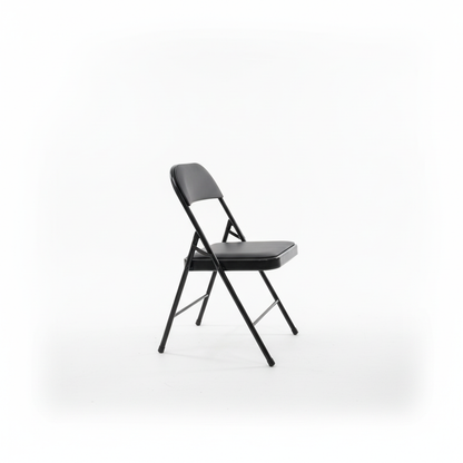 Black folding chair - side view
