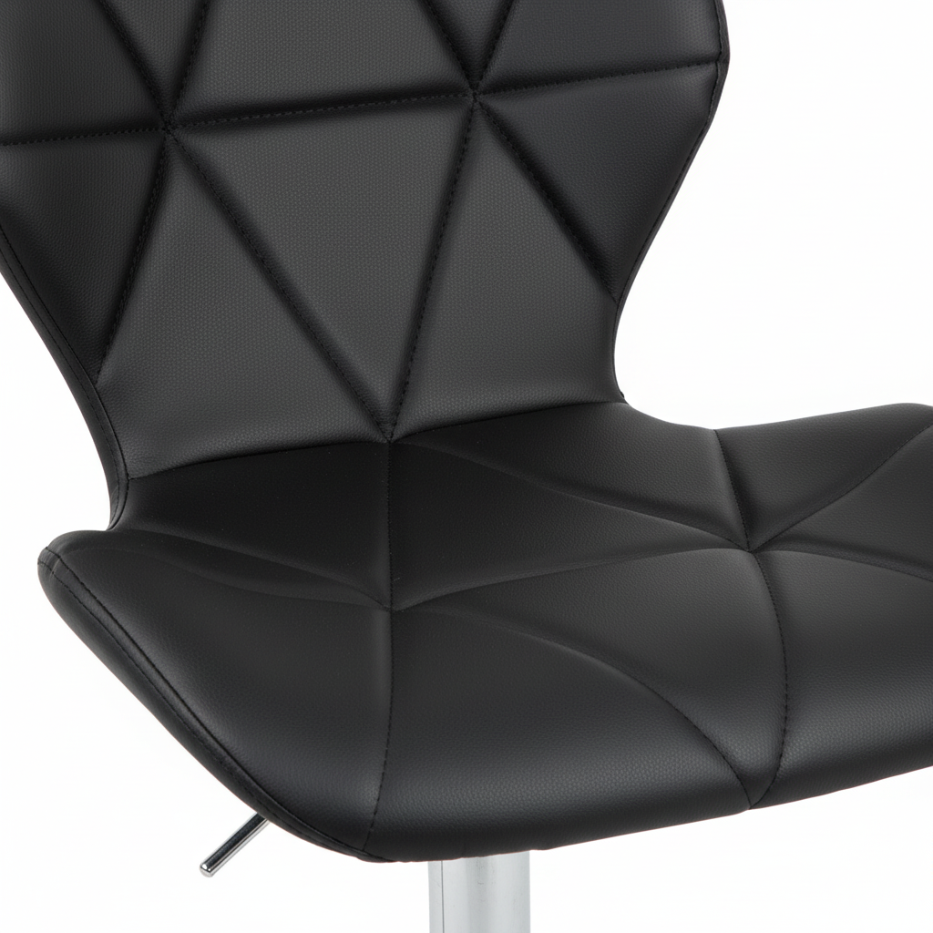 High-back bar stool with diamond quilted upholstery - detail view