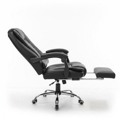 Executive recliner chair with leg rest - side view
