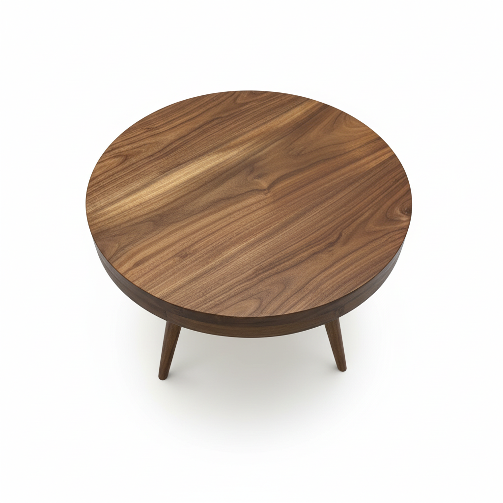 Mid-century modern round coffee table - top view