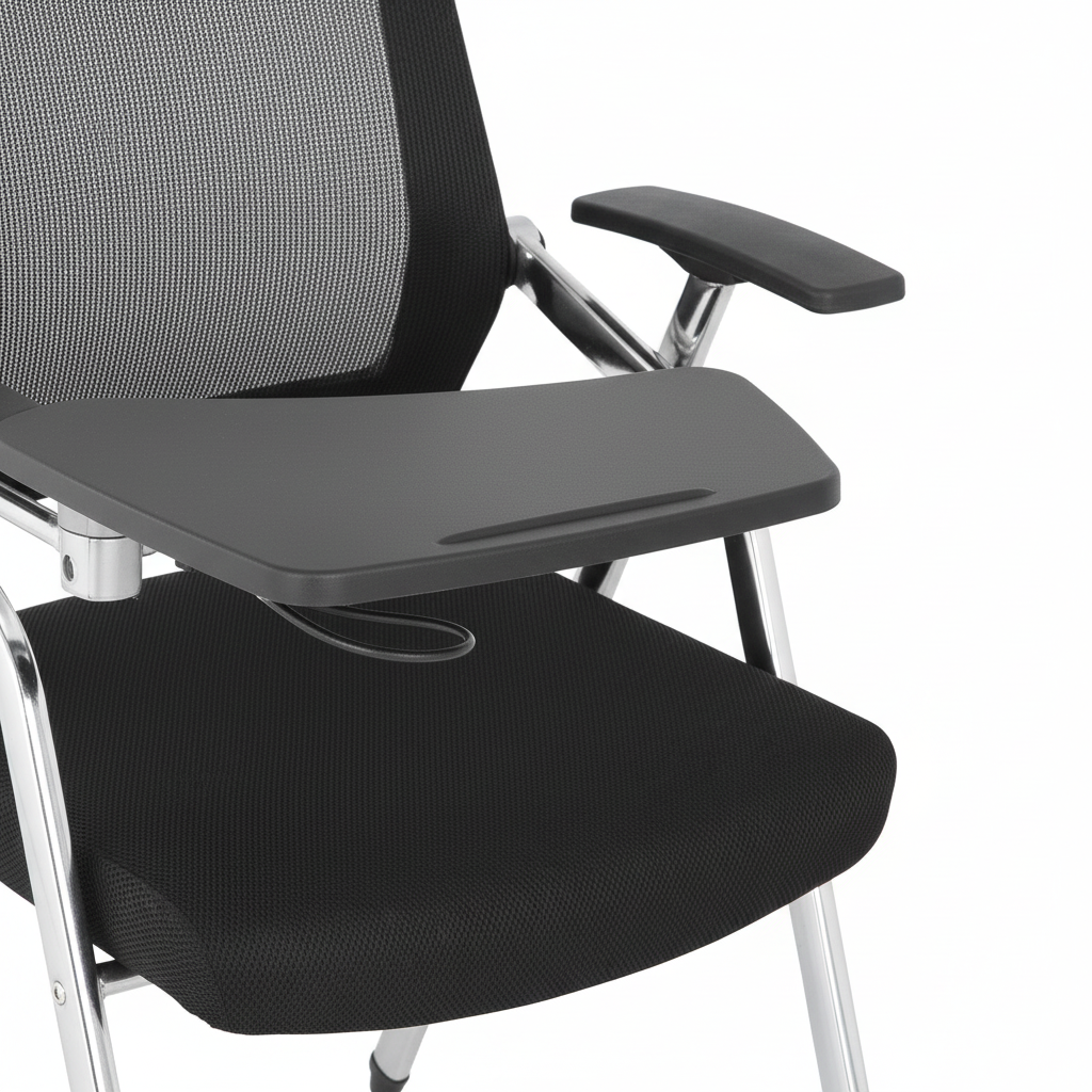 Mesh training chair with tablet arm - detail view