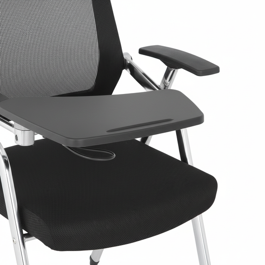 Mesh training chair with tablet arm - detail view