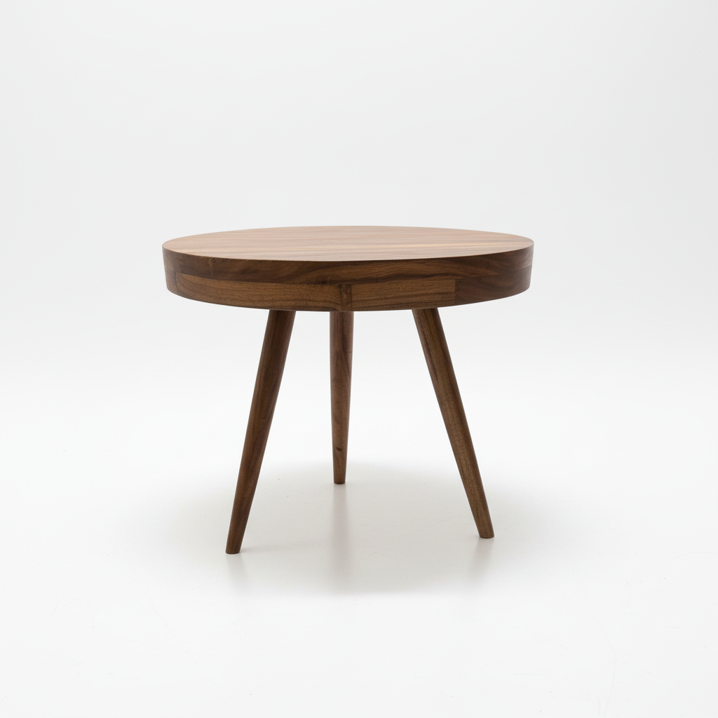Mid-century modern round coffee table - three-quarter view