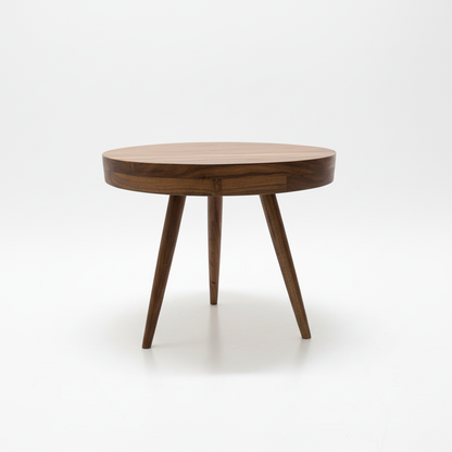 Mid-century modern round coffee table - three-quarter view