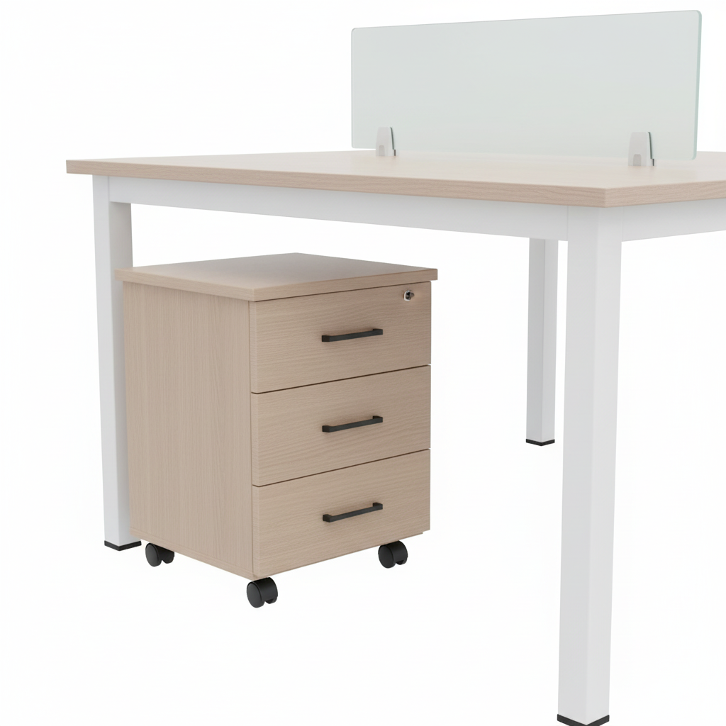 2-way office workstation with privacy screen - detail view
