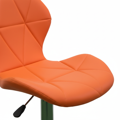 Modern orange bar stool with chrome base - detail view