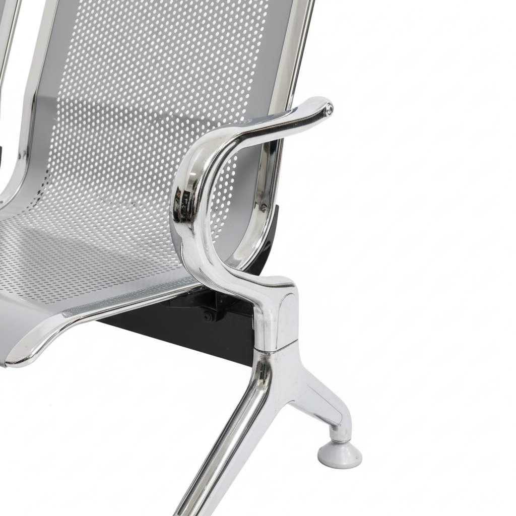 Metal waiting room bench 3-seater - detail view