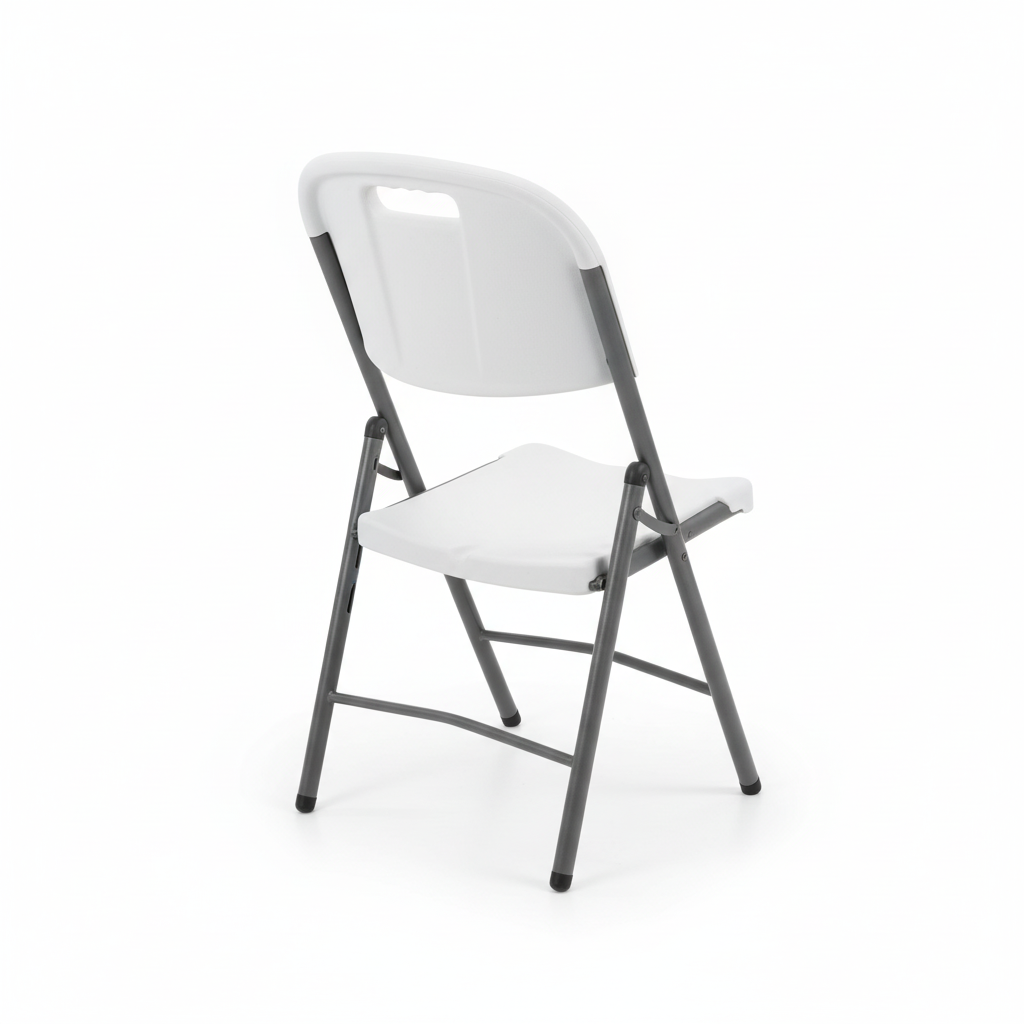 White Folding Chair - Back View
