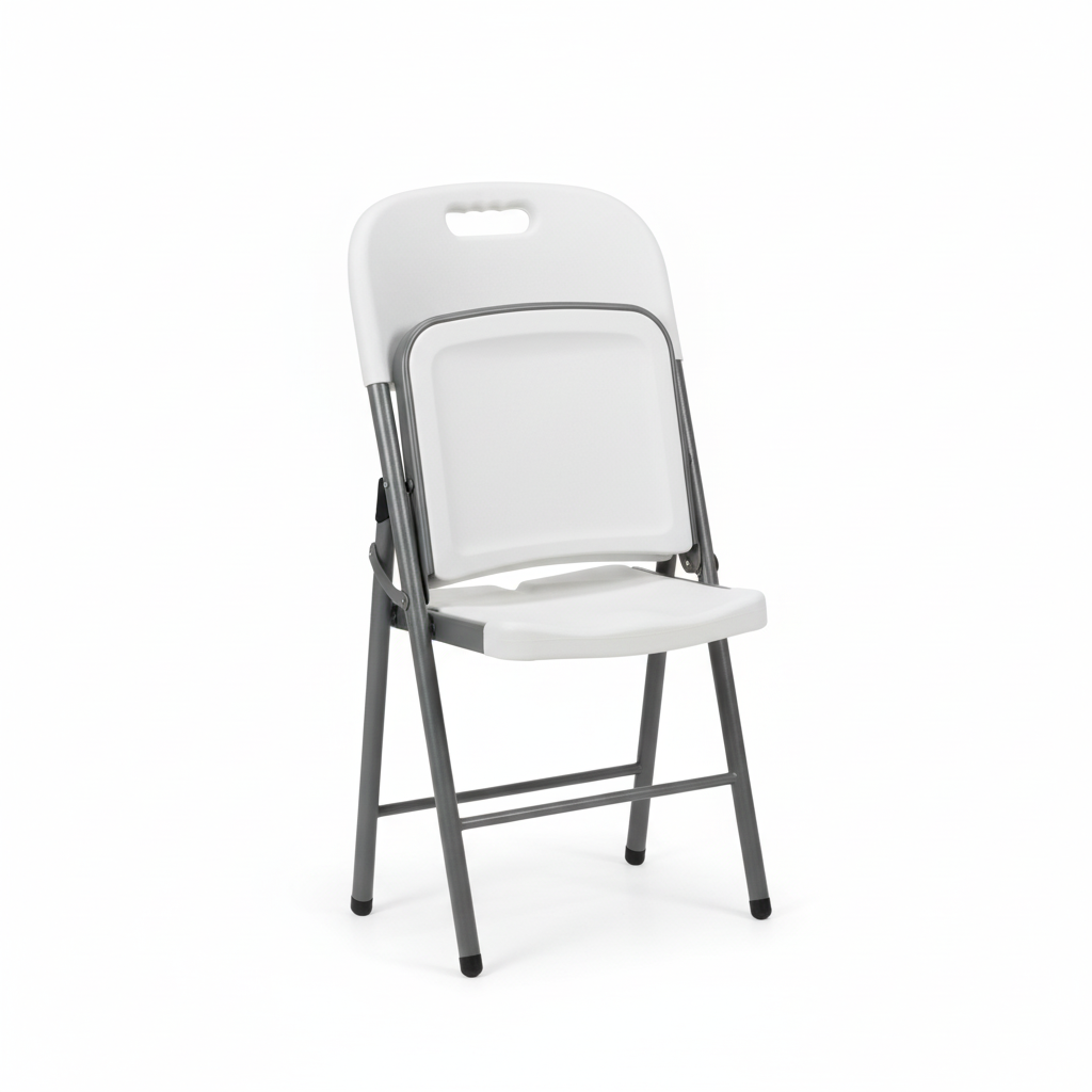 White Folding Chair - Folded View