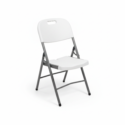 White Folding Chair - Three-Quarter View